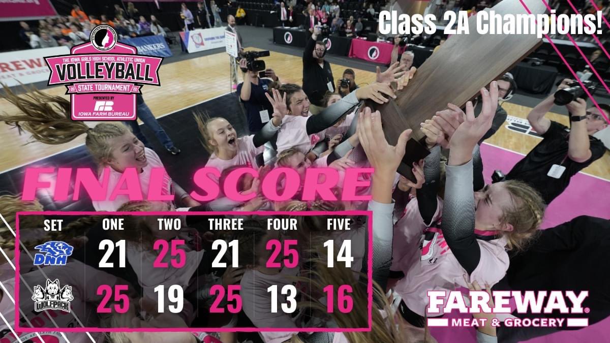 IGHSAU's tweet photo. FINAL SCORE brought to you by @farewaystores

🏐💕🏐💕🏐💕🏐💕

2A Championship

Western Christian defeats Dike-New Hartford 3-2 to win the Championship at the 2022 State Volleyball Tournament, presented by @iowafarmbureau

🏐💕🏐💕🏐💕

#IGHSAU #IowaGirl #iahsvb https://t.co/GLDCxKneq8