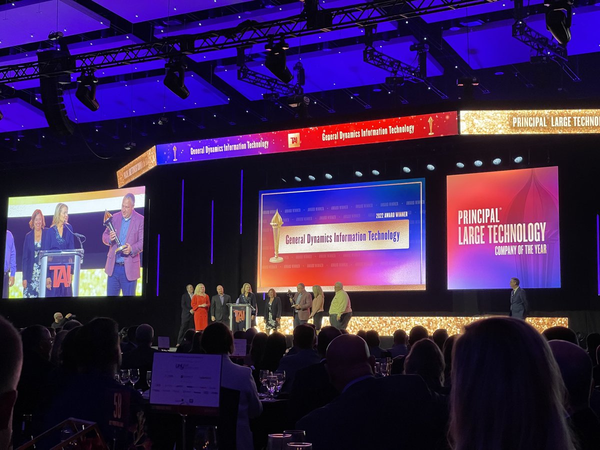 HornIT's tweet image. The #Prometheus2022 Principal Large Technology Company of the Year award goes to General Dynamics Information Technology!

Special shout-out to @DeltaVCode sponsor @CCRdotNET for being a finalist and for offering me a seat on your bus for the ride over from Cedar Rapids!