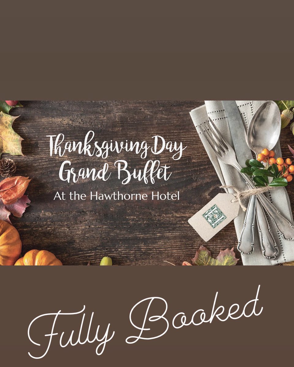 It’s almost that time of the year again and the holiday season is quickly approaching! Our 2022 Thanksgiving Day Grand Buffet is now fully booked! You are welcome to join the waitlist by calling the voicemail line at 978-825-4325. 
#Hawthornehotel #ThanksgivingDay