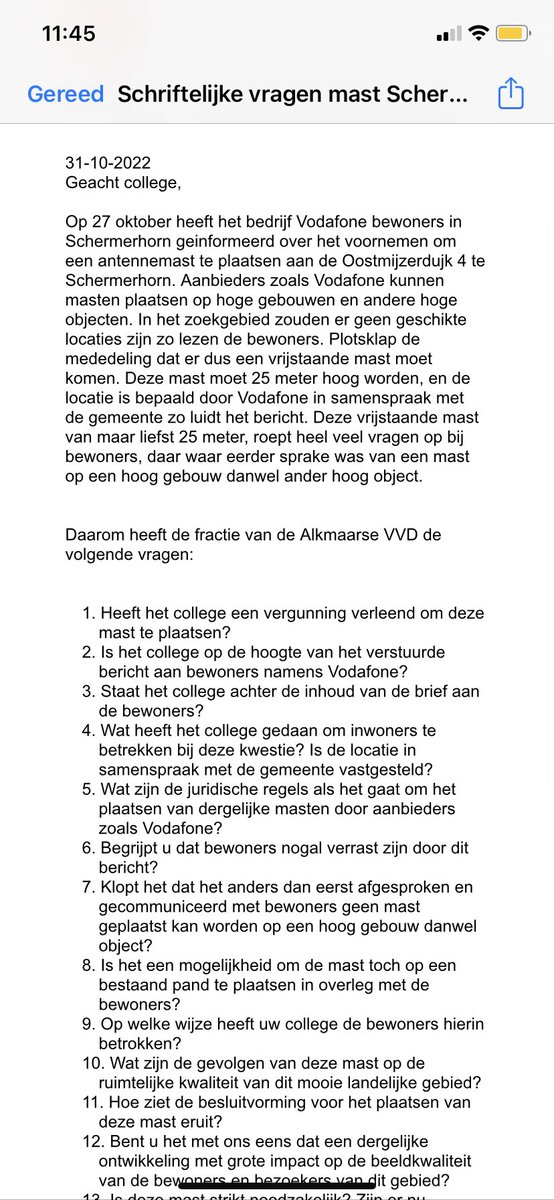 JohnVVD's tweet photo. Daarom heeft @ChristiaanPeet1 namens @vvdalkmaar vragen gesteld #schermerhorn #zendmast #25meter https://t.co/OZRtvqR7n8