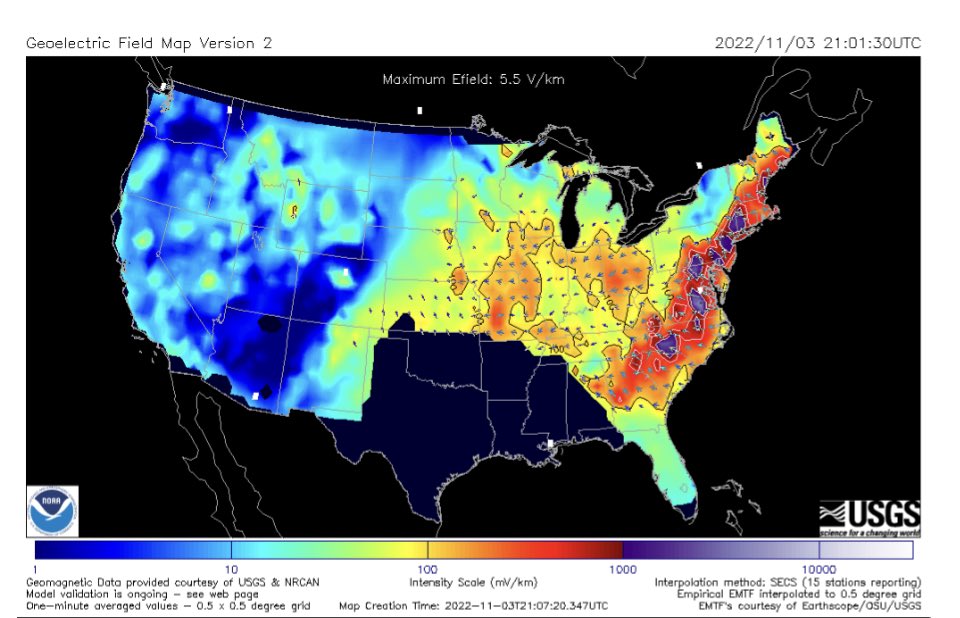 WOW! 5.5 V/KM?! Now that’s cool! And all from a minor G1 geomagnetic storm! #spaceweather #solarweather #spacenews #solaralert #geomagneticstorm #powergrid #space #sun #solarcycle25 #💪🌞 #🌍🧲⛈ #weather #fascinating