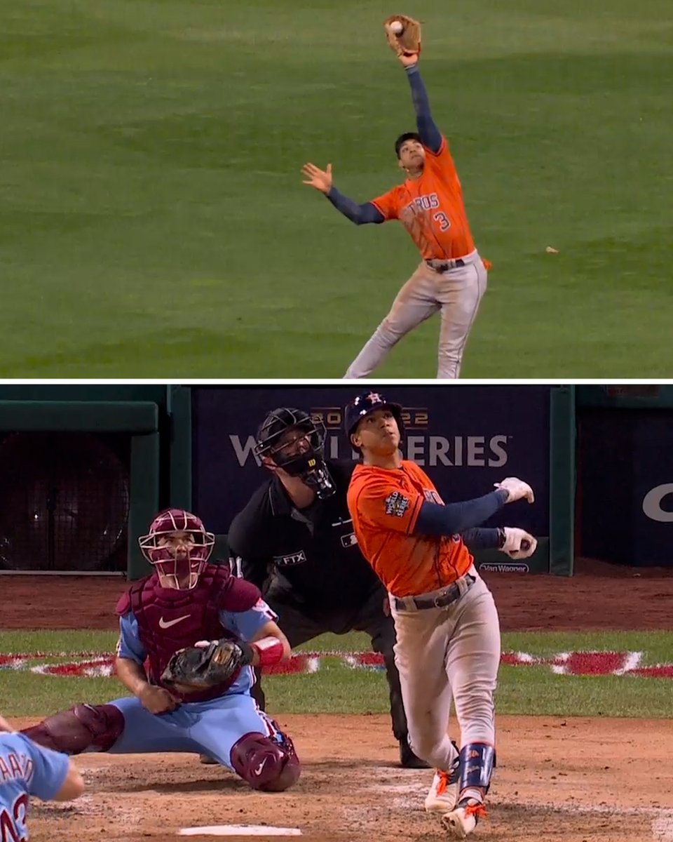 espn's tweet photo. GREAT PLAY ✅ 
GREAT HIT ✅ 

Jeremy Peña doing it all 💪 https://t.co/VBYaryOaxa