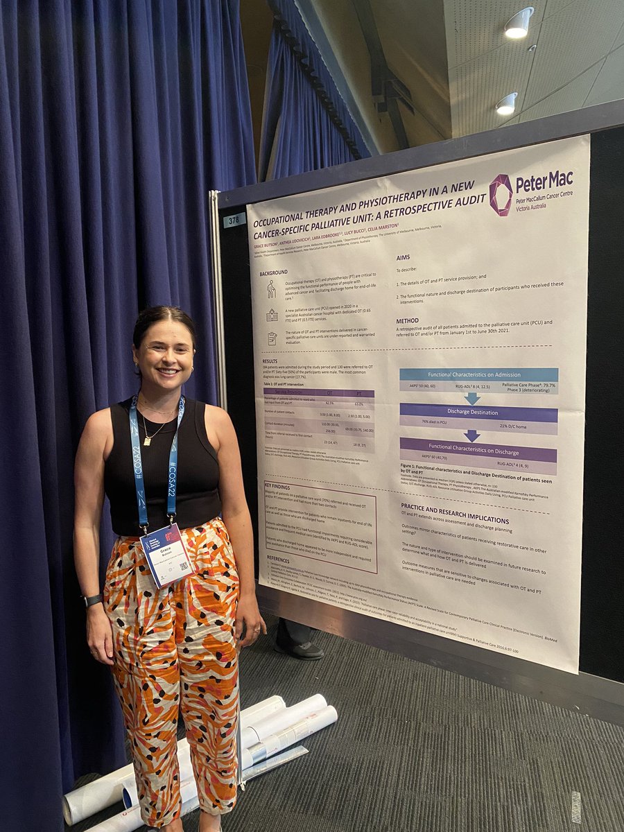 Grace Butson (@grace_butson) on Twitter photo Final couple of hours to check out my poster <a href="/COSAoncology/">COSA</a> looking at OT and PT in a new cancer specific palliative care unit. #378 Thanks to my co-authors Anthea Udovicich, <a href="/LaraEdbrooke/">Lara Edbrooke</a>, Lucy Bucci & Celia Marston <a href="/PeterMacCC/">Peter Mac Cancer Centre</a> Final couple of hours to check out my poster <a href="/COSAoncology/">COSA</a> looking at OT and PT in a new cancer specific palliative care unit. #378 Thanks to my co-authors Anthea Udovicich, <a href="/LaraEdbrooke/">Lara Edbrooke</a>, Lucy Bucci & Celia Marston <a href="/PeterMacCC/">Peter Mac Cancer Centre</a>