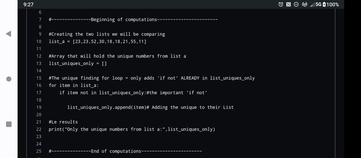 WallyOwi30's tweet image. #Python3 🐍 - One way to find and print only the unique numbers in a list. 
#python #pythonexercises