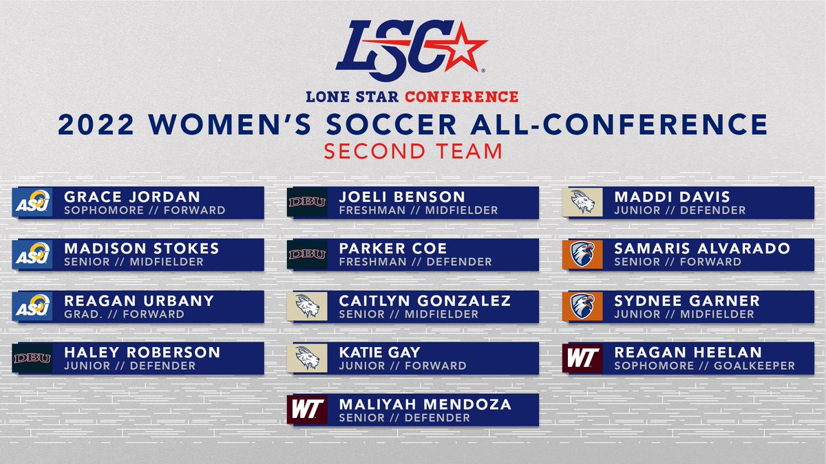 LoneStarConf's tweet photo. ⚽ 2022 #LSCwsoc All-Conference and All-Freshman Team 🏅 

🔗 https://t.co/BEBEtEqDMA https://t.co/lbRSSgYhHO