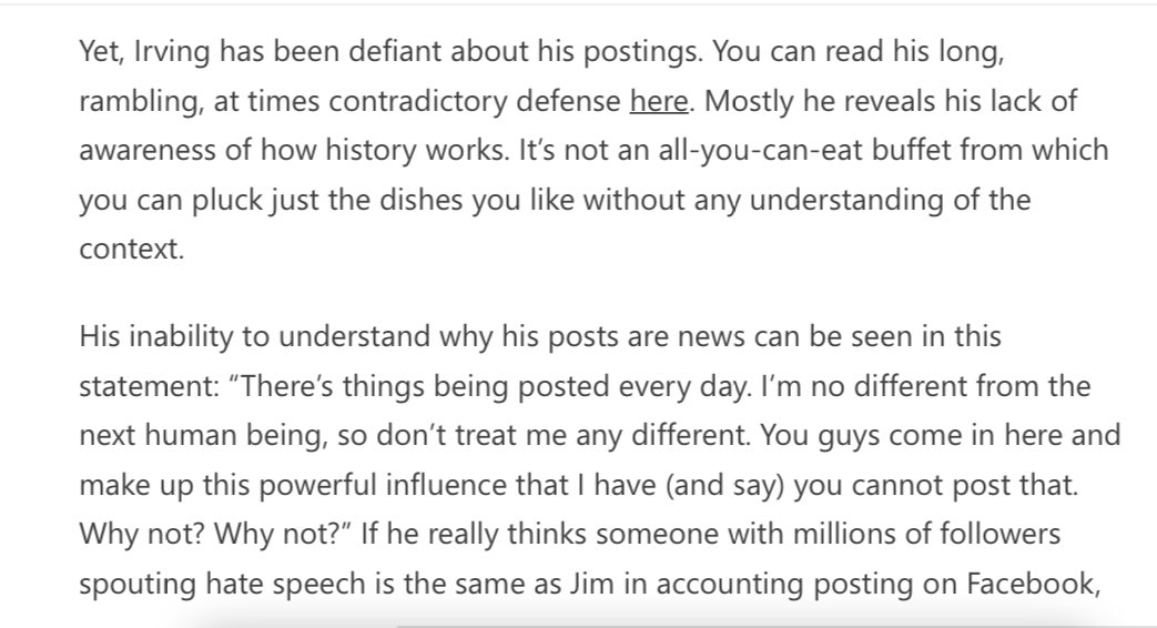LinienAugustStr's tweet photo. So far @kaj33 @substack hasn`t failed me, nor his takes on Kyrie Irving—whose `Yes` army that surrounds him…will be quickly wittled down as he`ll be out of the league quite soon.  Ironically, @EnesFreedom has pointed out  @Nets @NBA owner Joe Tsai from China #UighurMuslims https://t.co/i0cJ095UsG