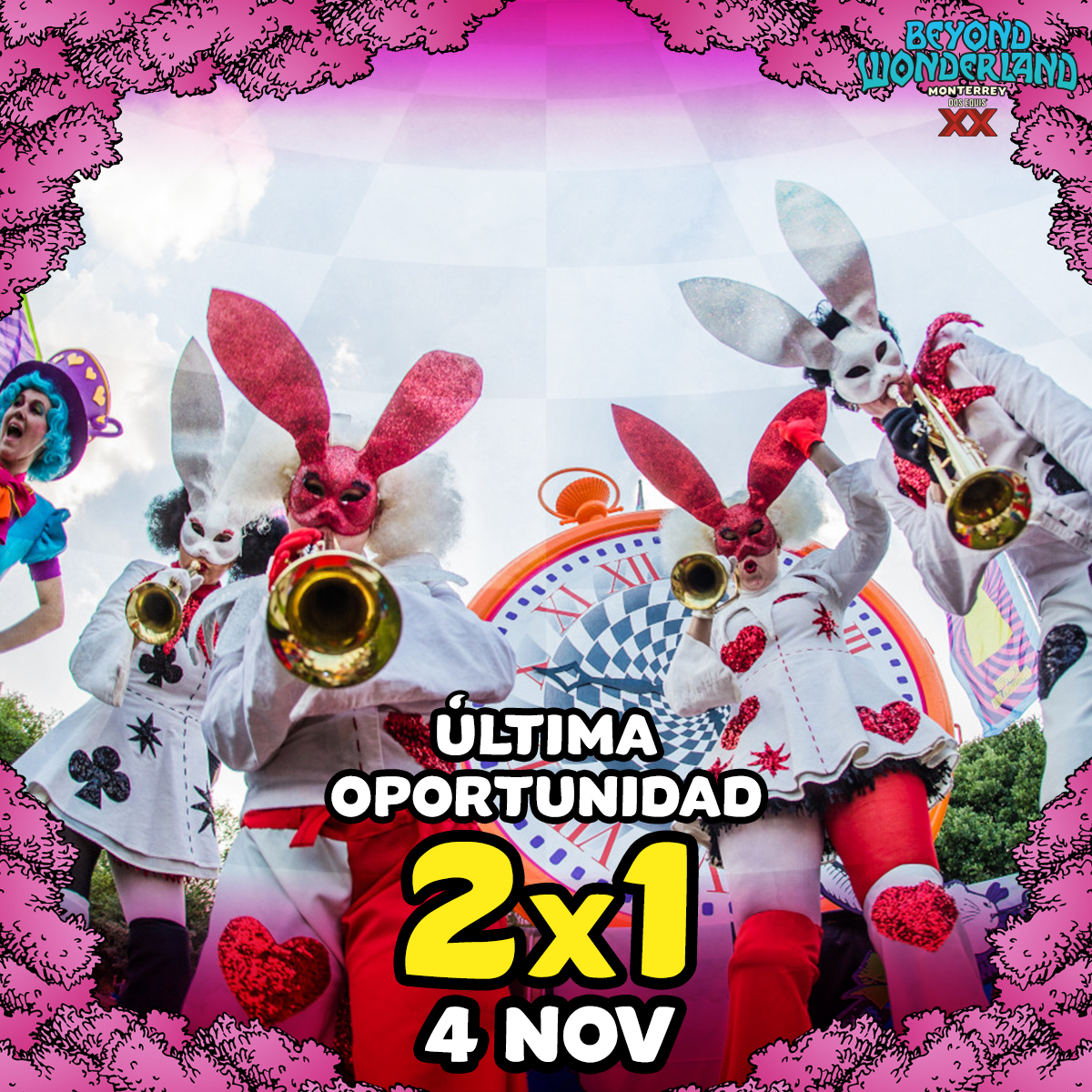 TheElectroSide's tweet photo. Queremos verlos a todos en #BeyondMTY, ¡última oportunidad para ir a un mundo de maravillas! 🐰✨🍄
👉 Consigue tus boletos → https://t.co/It6jFaSQRF https://t.co/mDRhfBHBiD
