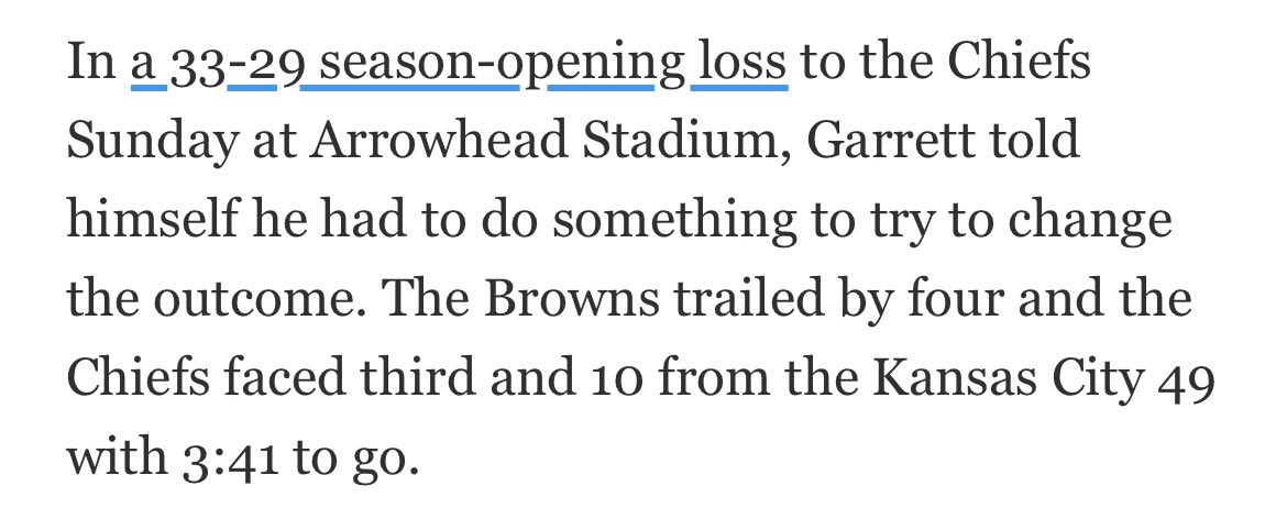 treybarkett's tweet photo. @RyanLencL @_PeteSmith_ @KenCarman two sacks in huge moments against the chiefs. one in the playoffs &amp; the opener the next year. in two of cleveland’s biggest games since garrett came, he’s came through in the clutch. https://t.co/QNMOk0ScAg