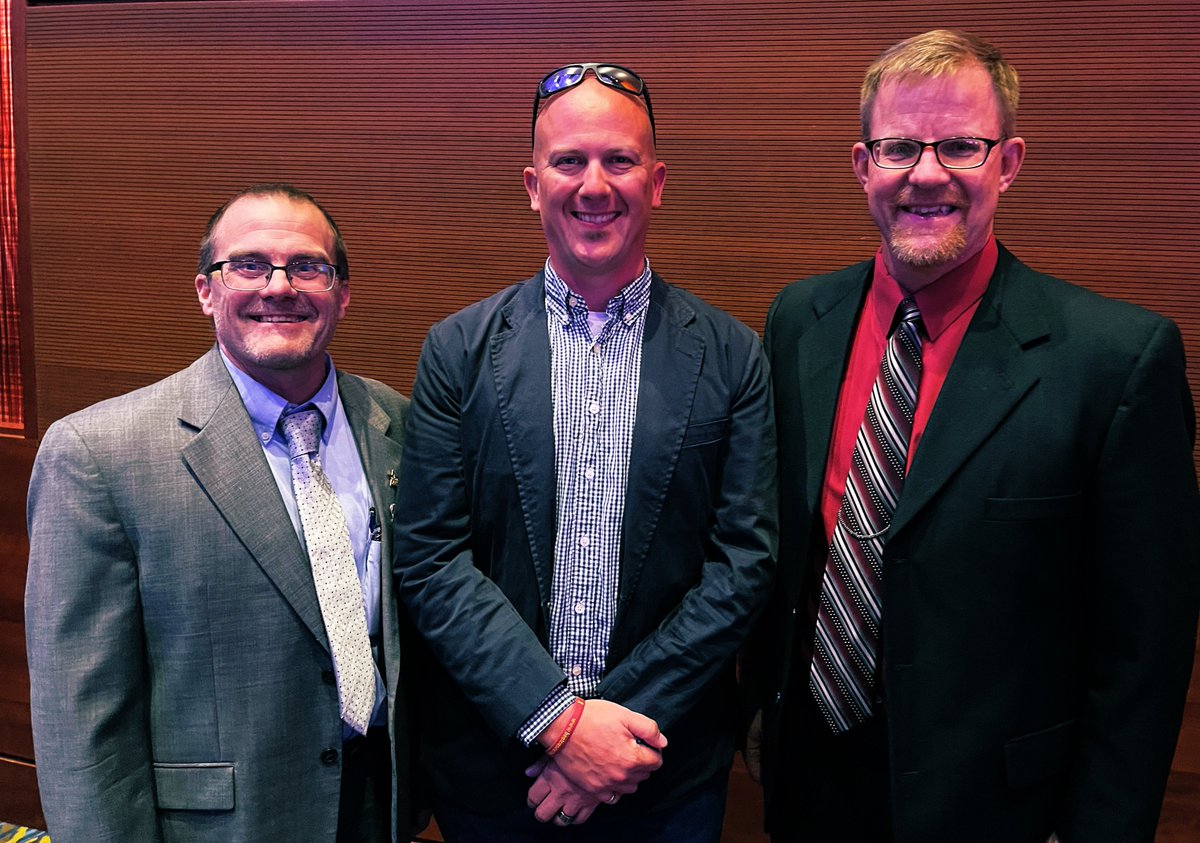 HornIT's tweet image. It’s an honor to be surrounded by excellence at #Prometheus2022. So proud of Kyle and Joel and they work they do for our kids. @TechnologyIowa Computer Science Educators of the Year! 🧡