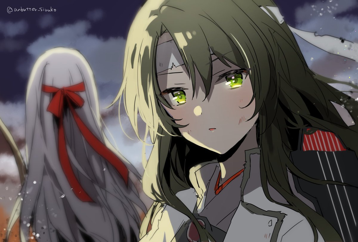 shoukaku (kancolle) ,zuikaku (kancolle) multiple girls 2girls long hair green eyes headband green hair bow (weapon)  illustration images