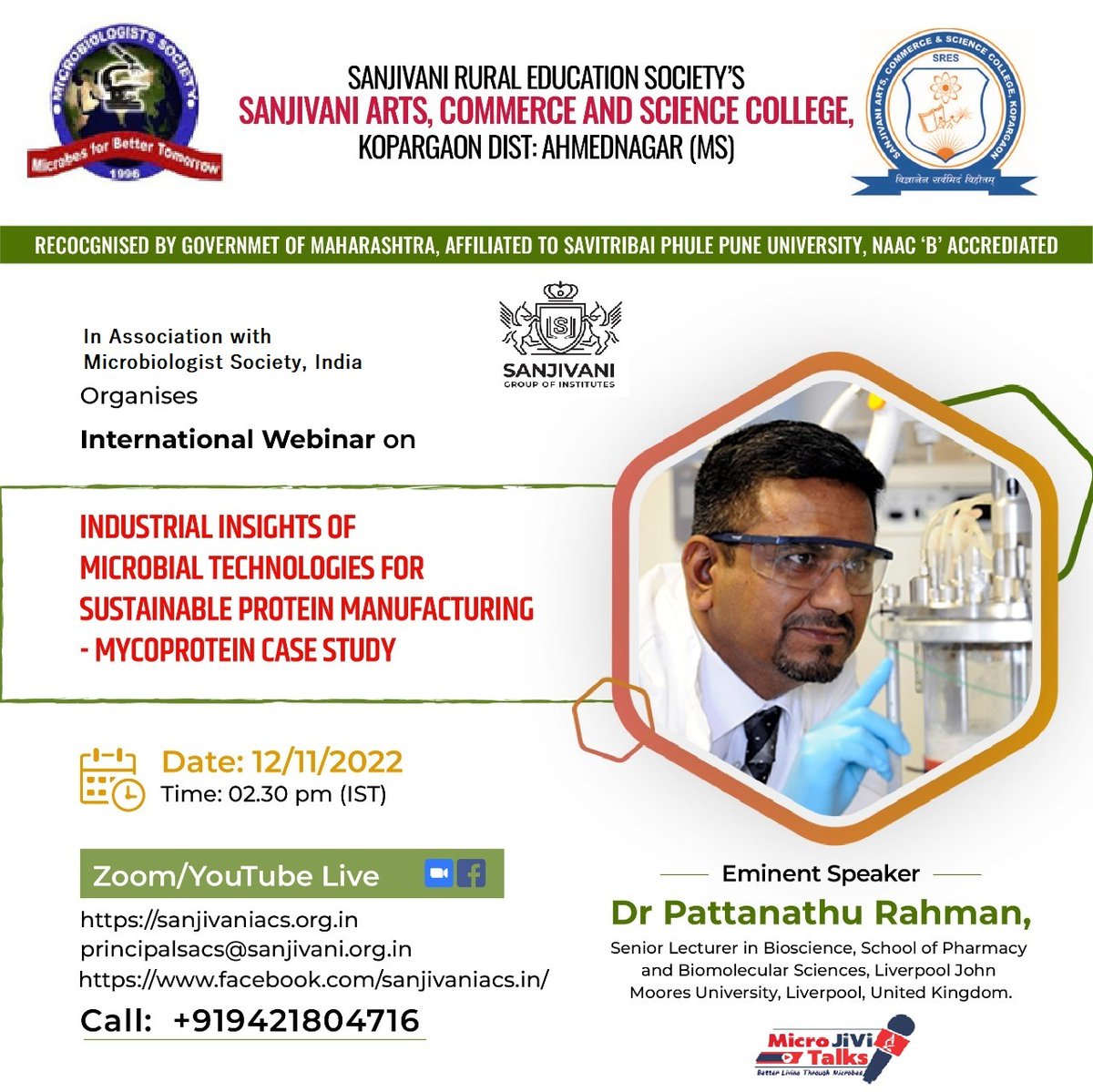 DrPat_Rahman's tweet photo. Would you like to hear about a food grade protein case study?
Date and time: Saturday 12th Nov 2022 at 9am (UK time) / 2.30pm (IST)
Organiser: Microbiologist Society, India
Registration Link:  https://t.co/rE0RLlwat7 https://t.co/6sOR8o0z6I