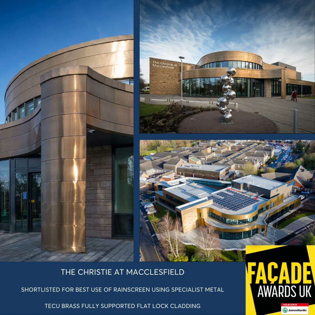LongworthFacade's tweet photo. UK Facade Awards 2022 finalist - Christie Hospital, Macclesfield
#Longworth #tecu #alm #UKFacadeawards #awards #tecubrass #specialistmetal #cladding #construction #architecture #christiehospital https://t.co/r2mng1dlUM