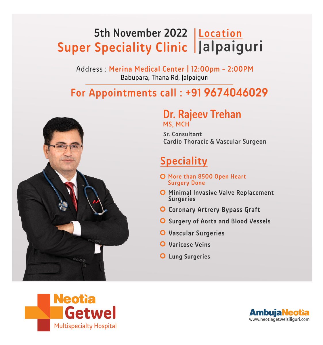 ngmh_official's tweet photo. Meet our Sr. Consultant Cardio Thoracic &amp; Vascular Surgeon, Dr. Rajeev Trehan MS, MCH, to resolve all your heart-related worries. Dr. Trehan has set the milestones, successfully dealt with 8500 open #heart surgeries, Invasive Valve Replacement Surgeries and Lung Surgeries. 
#NGMH https://t.co/JPoDL5rtAH