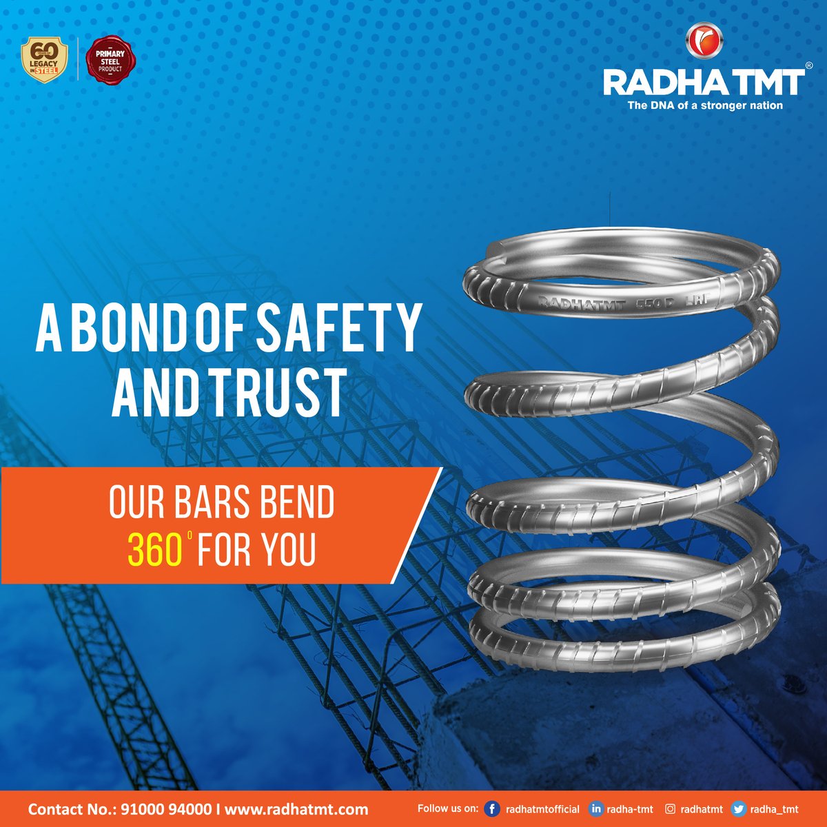Radha_TMT's tweet photo. Radha TMT bars’ consistent ribs ensure excellent bonding with concrete and superior-quality billets ensure high flexibility, bendability, ductility, and weldability.
#radhatmt #radhatmt550dlrf #steel #quality #concrete #flexibility #bendability #ductility https://t.co/Neih6QsABp