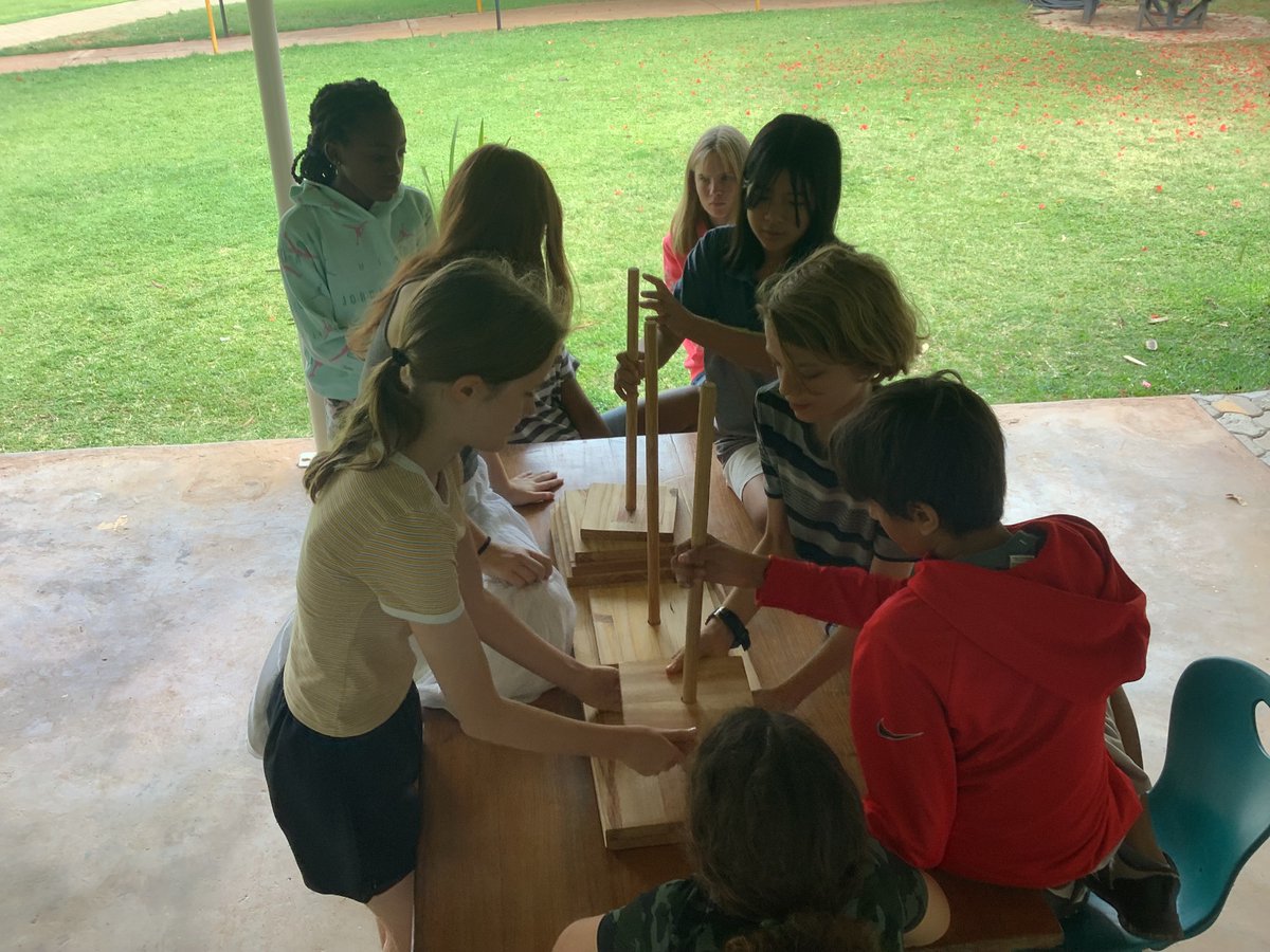 AISLusaka's tweet photo. G6 pupils at #aislusaka working on the Hanoi Tower activity in Advisory sub-groups. They are practicing the ATL skills of Thinking, Collaboration and Communication. #aislearns https://t.co/FmGfEy5bsZ