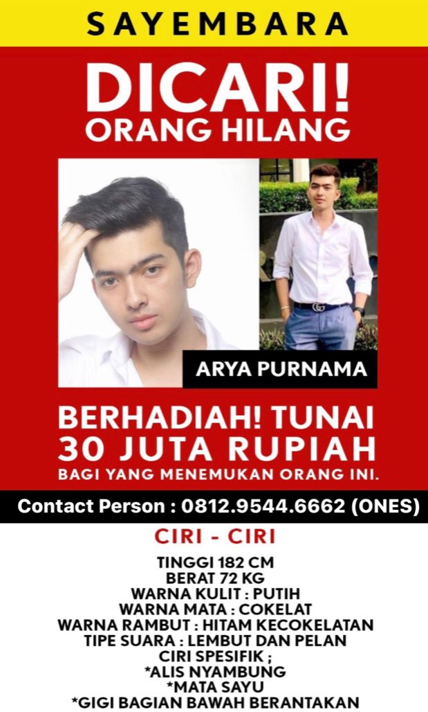 Bantu RT ya

Hi guys temen aku nitip ini. Dia bawa kabur uang milyaran dan bagi yg bisa nemuin ini orang akan dapat imbalan.

Bisa DM aku juga kalo ada info thank you!
