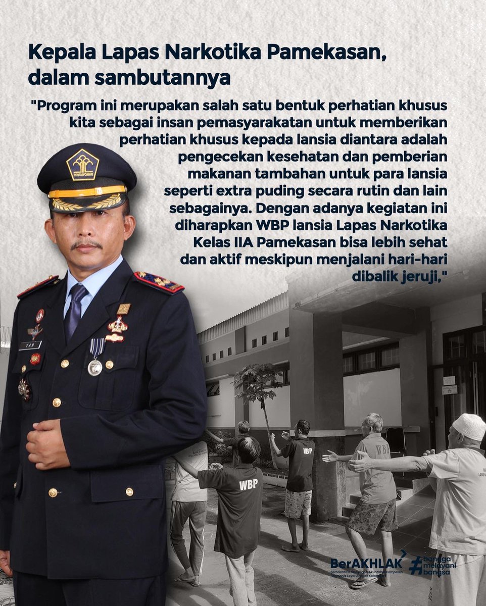 Lapassustik_Pmk's tweet photo. Tetap Bugar di Usia Senja, Klinik Pratama Lapas Narkotika Kelas IIA Pamekasan Kanwil Kemenkumham Jatim Gelar Senam Sehat Bagi WBP Lansia
(Humas Lapas Narkotika Pamekasan)
#KemenkumhamRi #Ditjenpas #Pemasyarakatan #KamiPasti #PastiSmart
#Alayanihsatolosateh https://t.co/0f91Tk6JNs