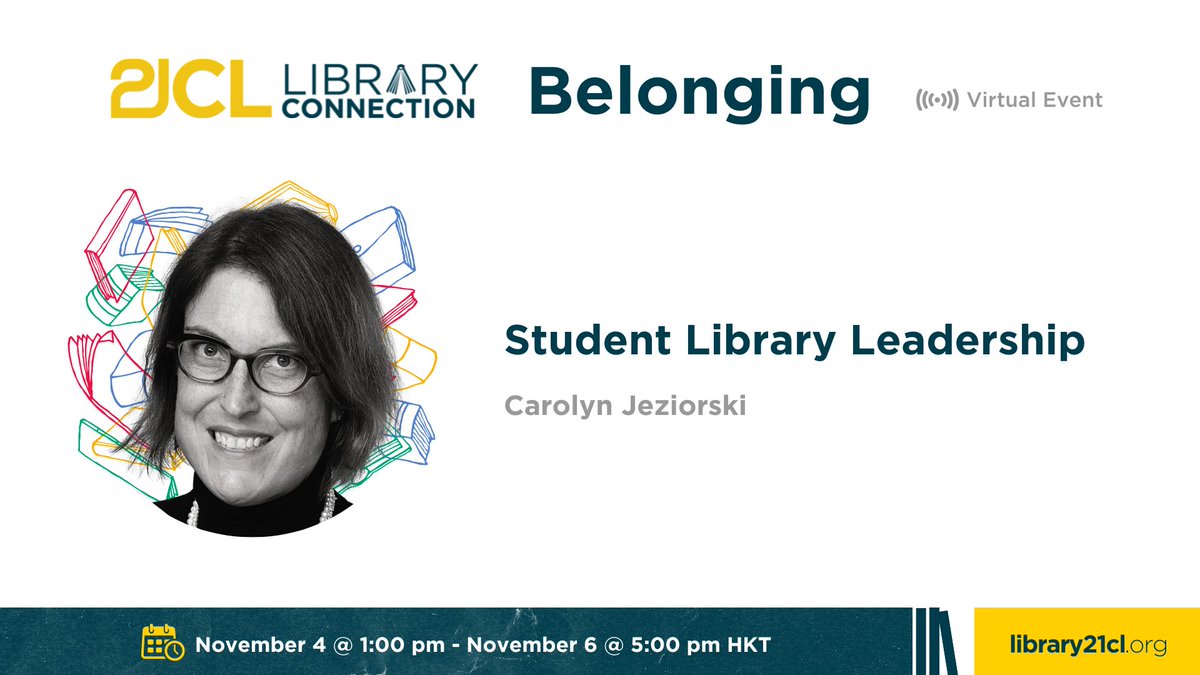Join Carolyn Jeziorski (<a href="/cajeziorski/">Carolyn Jeziorski</a>)  as they share "Student Library Leadership" at 21CL Library Connection #inTLchat #schoolLibrarian #LibraryTwitter 21c.li/3ch?utm_campai…