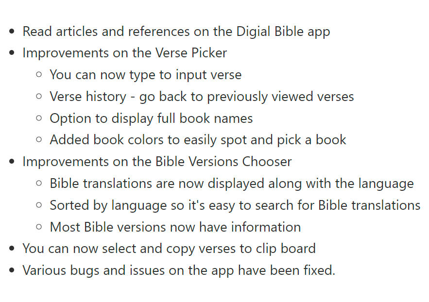 DigitalBibleApp's tweet photo. We just pushed an update of Digital Bible app to App Store and Play Store. https://t.co/ECJ75expai