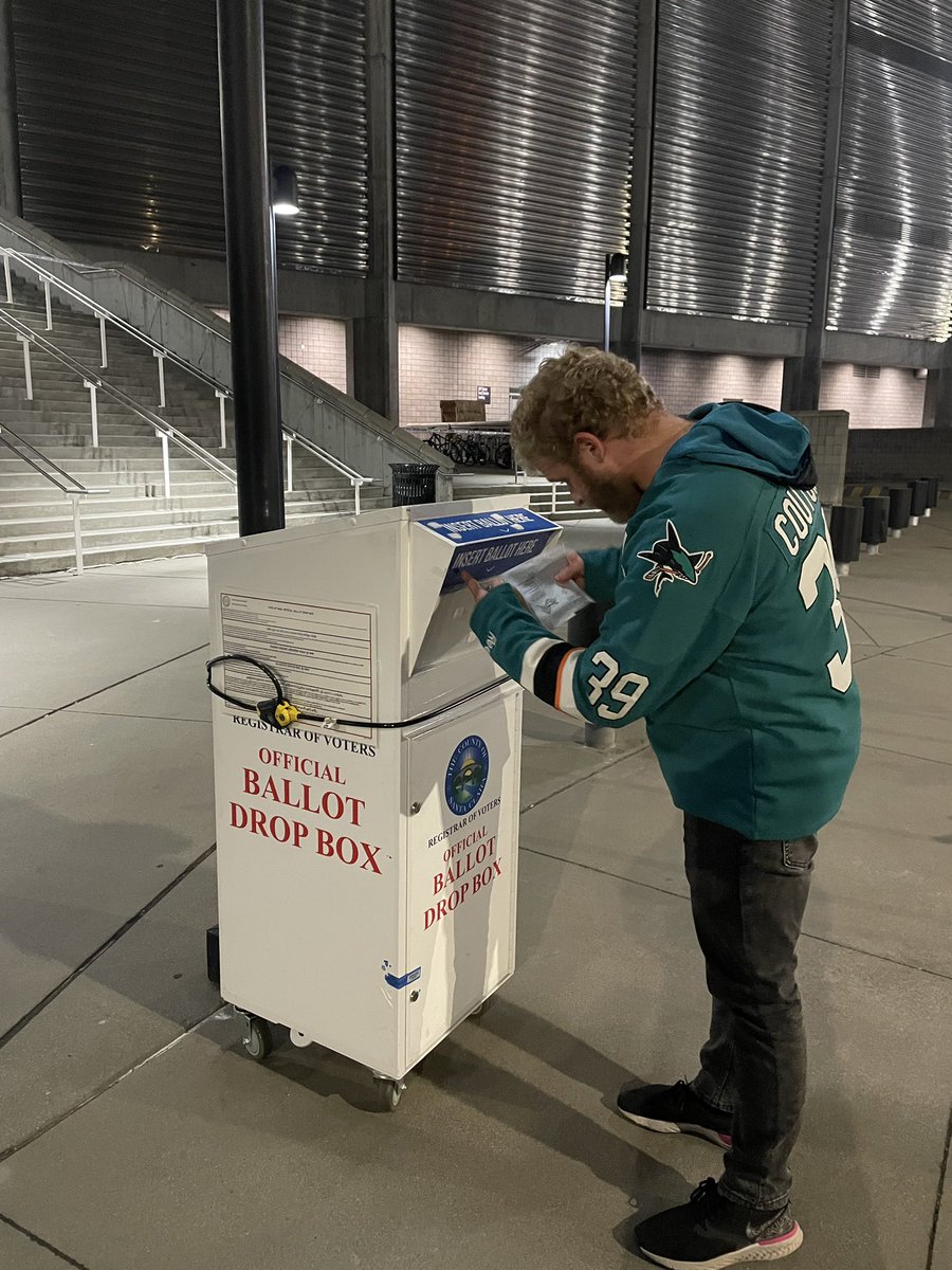 This #SJSharks fan is asking YOU to vote. 

I did my research on Monday & Tuesday.

Signed the envelope with my signature and address on Wednesday (DO NOT FORGET).

Dropped it off before the game against the Florida Panthers at SAP Center’s ballot box. 

What’s your plan to vote? https://t.co/Q9xXg3WDz2