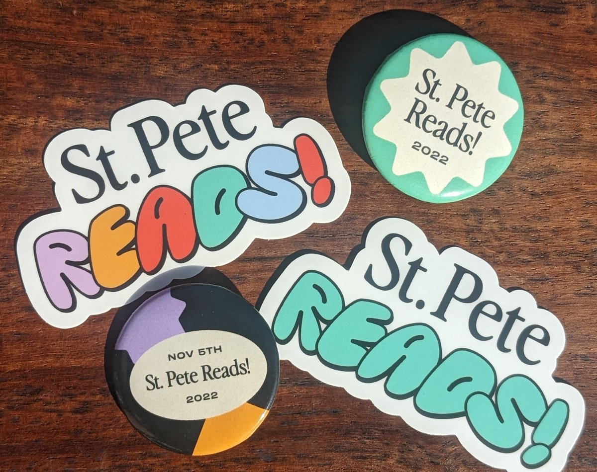 Official #StPeteReadsLitFest Stickies + Buttons designed by local branding studio, #efitdesign 📚✨

#StPeteReadsLitFest