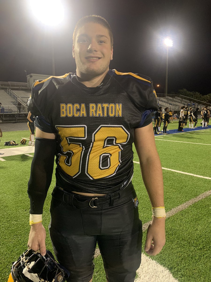 PLAYER OF THE GAME: Boca Raton Junior 6’2, 240lb Defensive End Gabriel Birnbaum <a href="/GabrielBirnbaum/">Gabriel Birnbaum</a>  <a href="/BocaRatonFB/">Boca Raton Football</a> 

Stats: 3 sacks, 7 TFL’s, Forced fumble, Fumble recovery.