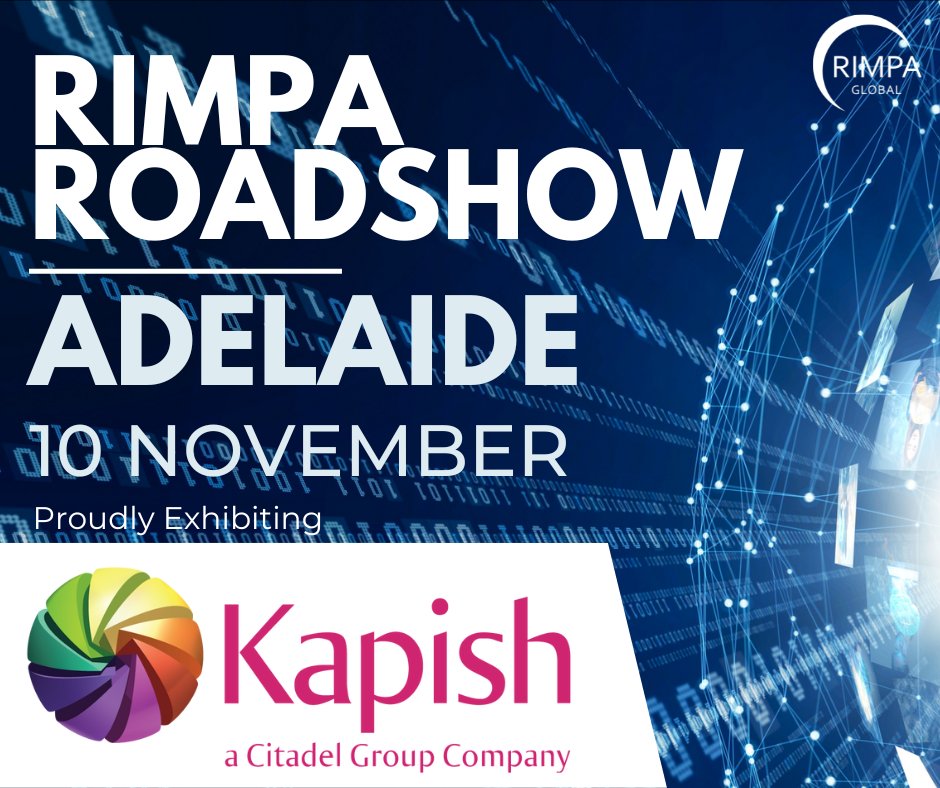 RIMPAGlobal's tweet image. Thank you to Kapish, sponsors of next week&apos;s RIMPA Roadshow event in Adelaide! Meet the team at the Hotel Grand Chancellor and have the chance to WIN a full 3-day RIMPA Live 2023 Convention registration 🙌 Register - 

#RIMPAGlobal #RIMPARoadshow ow.ly/6Apq50L8OFm