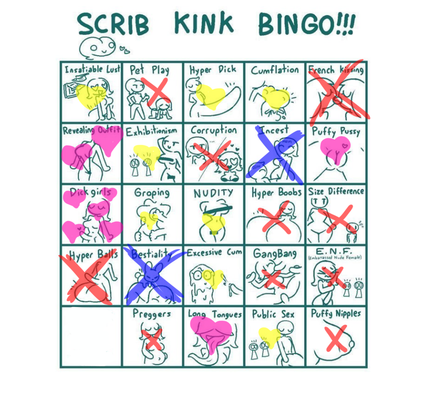 emoskullx's tweet photo. kink bingo !
💗pink = yes
💛yellow = meh
❤️red = no
💙blue = get the hell off my account https://t.co/OsXwxg9R85