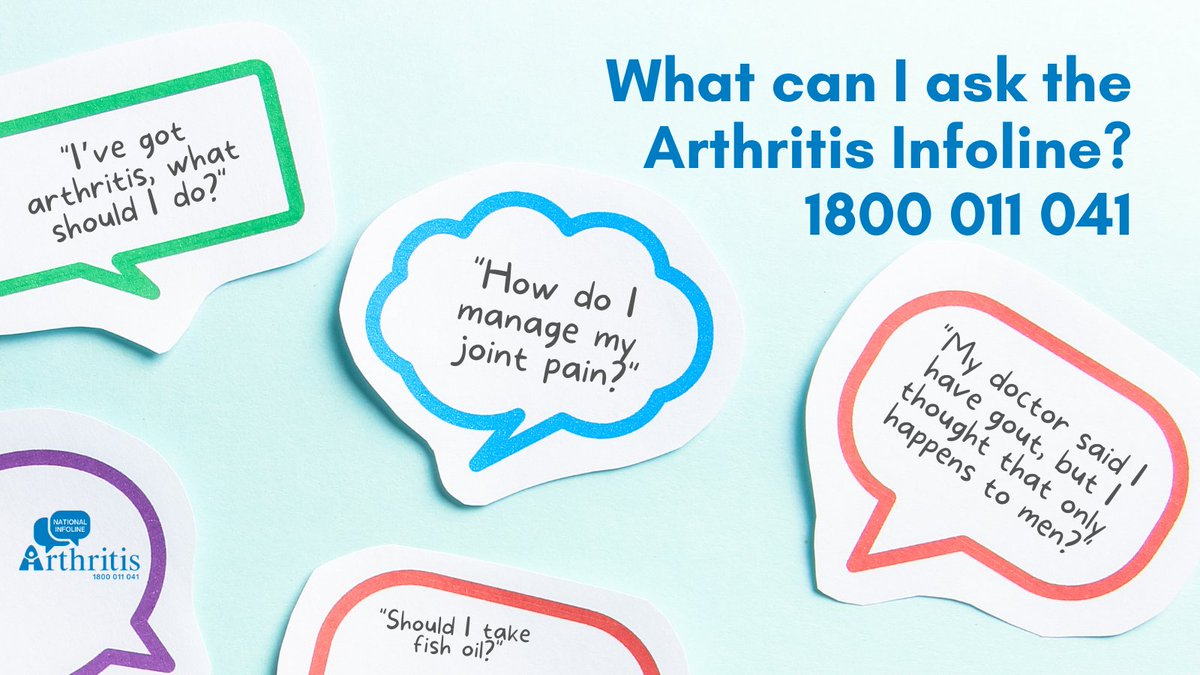 ArthritisWA's tweet image. Ever wonder what kind of arthritis-related questions you can ask the Arthritis Infoline 1800 011 041? 

We get all kinds of questions!  Call today to get answers to yours.

#arthritis #arthritisinfoline #arthritishelp #arthritissupport #arthritistreatment #jointpain