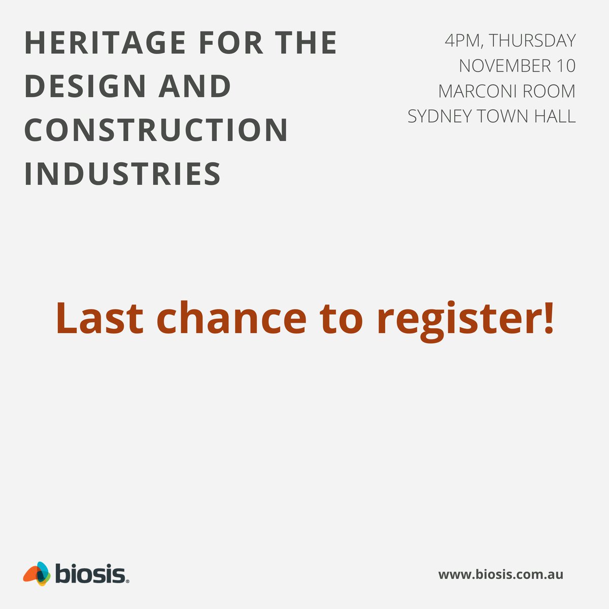 Are you attending our free seminar on Heritage for the Design and Construction Industries? It's almost booked out 😱

Don't forget to reserve your spot at eventbrite.com.au/e/heritage-for…