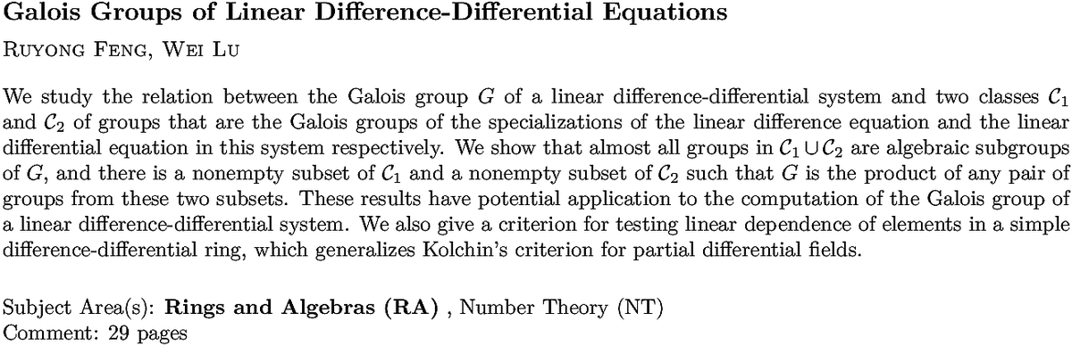 arxiv.org/abs/2211.01977…
R Feng, W Lu
Galois Groups of Linear Difference-Differential Equations