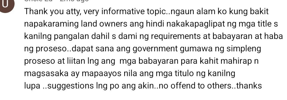 Positivity_4U's tweet photo. Agree.. Kaya ang hirap magpa title ng lupa bukod sa mahal matrabaho pa. :(
Sir @bongbongmarcos https://t.co/gahV5up9Gx