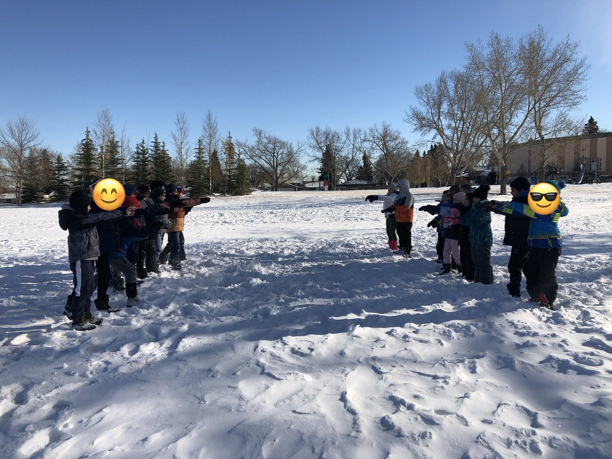 DechantsClass's tweet image. Yeah!  The sun came out for us this afternoon☀️😎 Students learned the game Giants, Elves, and Wizards.  They found that running in the snow was great exercise.