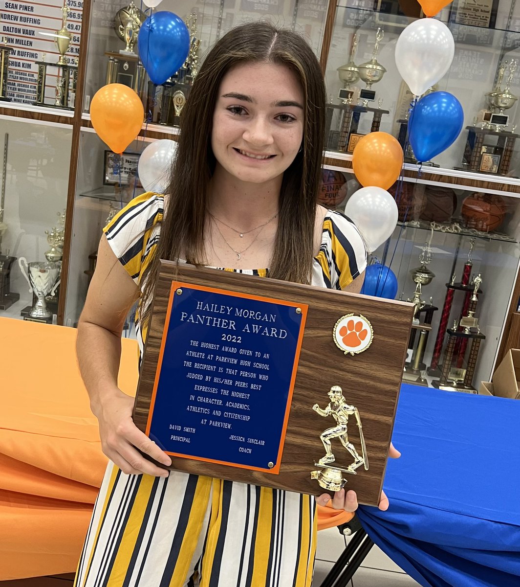 I am so honored to receive the Panther Award from <a href="/PVSoftballGA/">Parkview Softball</a>! Thank you to all of my coaches and teammates who made this possible! I am so proud of my team’s accomplishments this season! <a href="/EC_SFTBALL/">Emmanuel College SB</a> @GC_Sball <a href="/UWGSoftball/">West Georgia Softball</a> <a href="/AUG_Softball/">AUG_Softball</a> <a href="/PSCSoftball/">Pensacola State Softball (FL)</a> <a href="/GMCJCSB/">Georgia Military College Softball</a> <a href="/BPC_Softball/">BPC Softball</a>