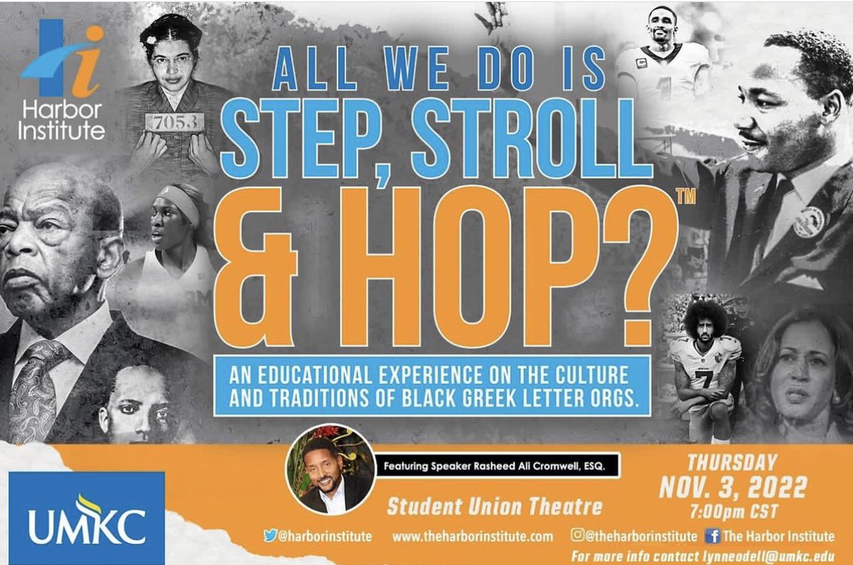 It’s always a TREAT to have my brother <a href="/sheedyali/">Rasheed Ali Cromwell, Esq.</a> back at <a href="/UMKC/">UMKC</a> this evening. Presenting to our students on “All We Do Is Step, Stroll, &amp; Hop”, an informative &amp; engaging presentation every year. No different today. 

HE’S AMAZING‼️💯 <a href="/UMKCGreeks/">UMKC Fraternity & Sorority Affairs</a> <a href="/harborinstitute/">The Harbor Institute</a> <a href="/MSAatUMKC/">MSA</a>