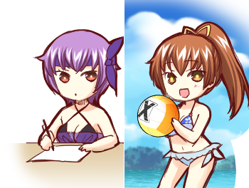aya67b's tweet photo. 今回もたくさんご投票有難うございました！
かすみ＆あやねの姉妹ペア描きますー（人外ペアが猛追してましたねｗ）

線画（下塗り？）＞カラーとアップしていきますが、3～5日かかる予定です。
今回頂いたリクエストも次回以降に反映していきます😊
#DOAXVV #ブイブイ https://t.co/C1mp16sOOj