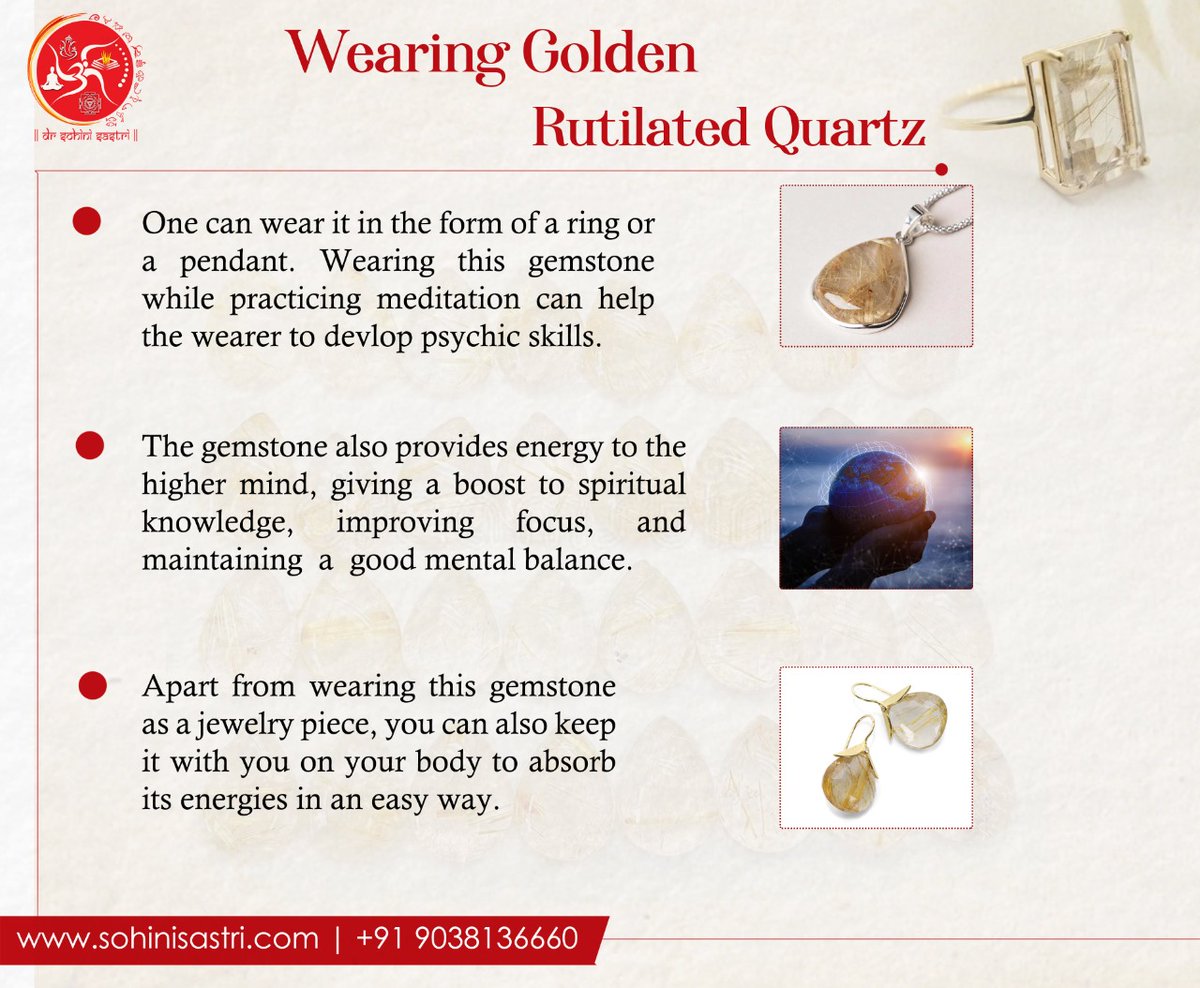 drsohinisastri's tweet photo. Wearing Golden Rutilated Quartz:

#Quartz #white #Gemstone #gems #gemstones #gemstonejewelry #astrologytip  #futurepredictions  #remedy #spiritual https://t.co/palhz0Q5FW
