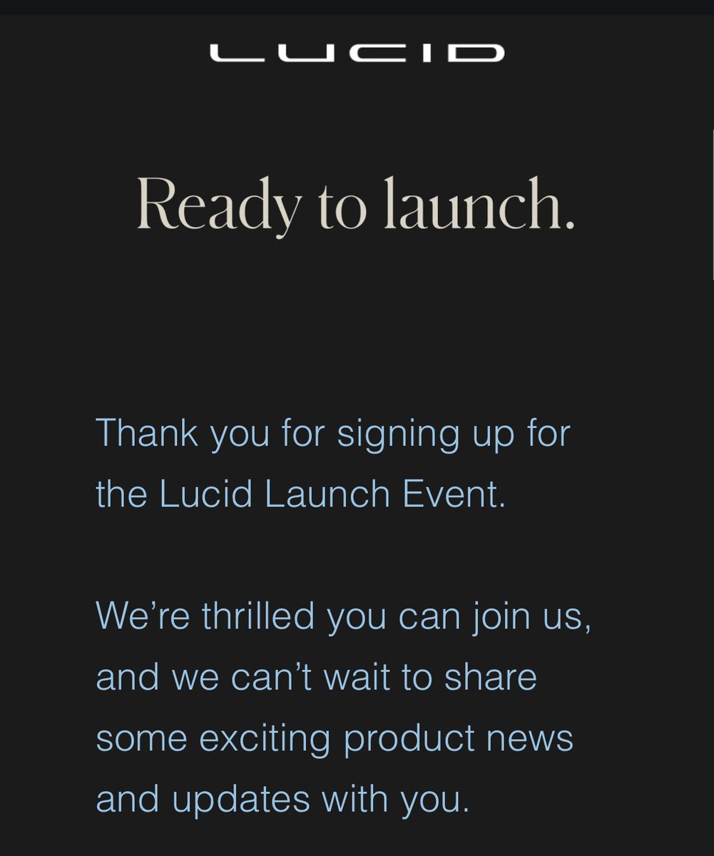 Tesla2Lucid's tweet photo. ✅ #LucidLaunch 🧗‍♂️🚀 https://t.co/NZRHmCNnbD