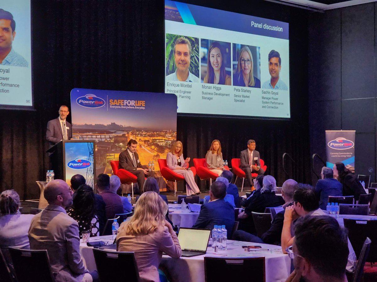 powerlinkqld's tweet photo. Great to hear from our panel of experts in the Transmission Annual Planning Report technical session. Some great insights being shared by Monan Higgs, Enrique Montiel, Peta Starkey and Sachin Goyal.

#PQForum https://t.co/fkU7rRgipd