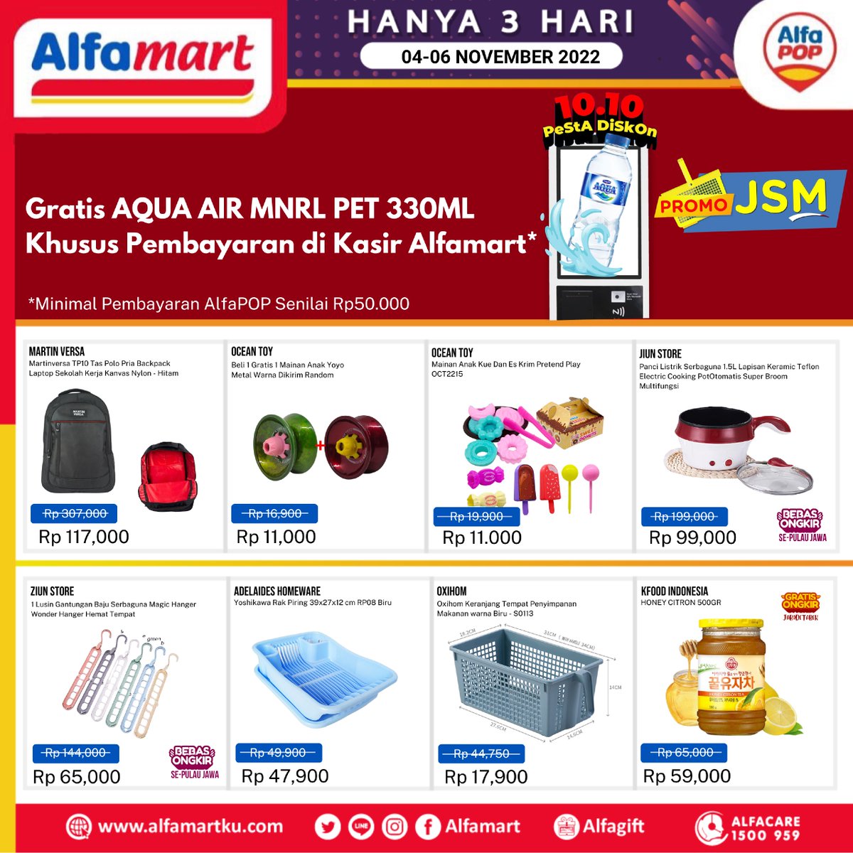 alfamart's tweet photo. Awal Bulan Ayo Serbu PROMO Jumat Sabtu Minggu!

Pas banget kamu ketemu JSM nya @alfapop_id
Khusus hari Jumat Sabtu Minggu, kamu bisa dapetin HARGA DISKON yang super murah banget!

Kuyy! Langsung aja serbu Alfamart dan temukan mesin Alfapop!

---⁣
#JSMAlfapop #BonusTanpaBatas https://t.co/eSyPrhY9CI