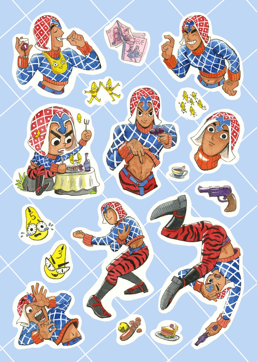 My sticker sheet for <a href="/GUIDOartbook/">G U I D O - Shipped!</a> ! I poured my heart into this one, for Mista my beloved 😊💓 #jjba #guidomista