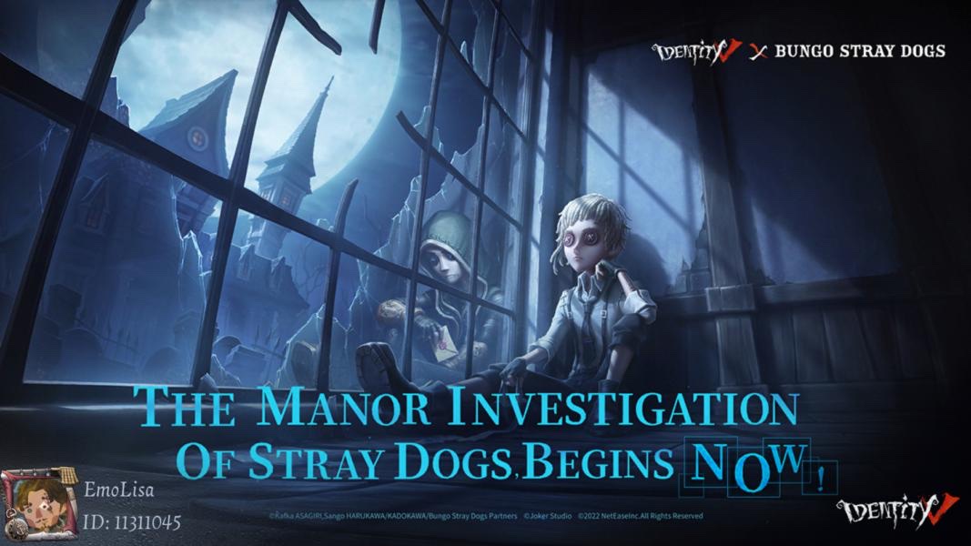 _Emo_Lisa_'s tweet photo. IdentityV × Bungo Stray Dogs Crossover Starts. The Manor Investigation of Stray Dogs begins now. Join EmoLisa to enter the Manor. #IdentityV  #bungosd #IdentityVCrossover https://t.co/gkc81PCd2b