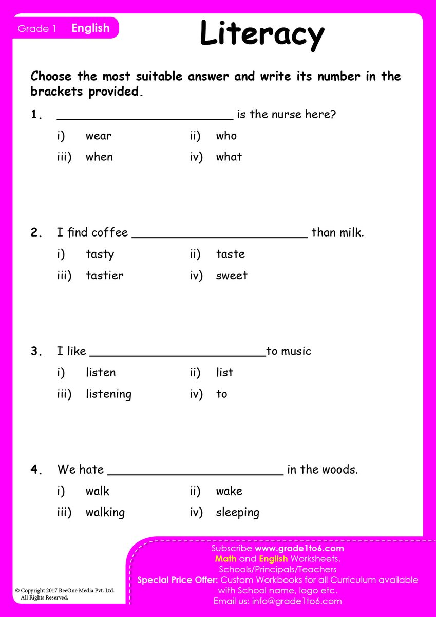 📚✨ Grade 1 English Worksheets – Free \u0026 Fun Learning! ✨📚 Boost your  child's Reading, Writing, Grammar, and Vocabulary skills with our free  printable worksheets! Designed for CBSE, ICSE, IB (PYP), Cambridge,, image size:849x1200