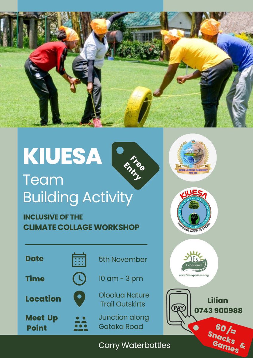 3esExperience's tweet photo. Join us tomorrow for a team building activity with Environmentalists from various universities such as Egerton and Cooperative university. We’ll have the #climatecollage workshop where we’ll learn so much about #climatechange and come up with practical solutions together!!
#cop27 https://t.co/08IqkkFadM