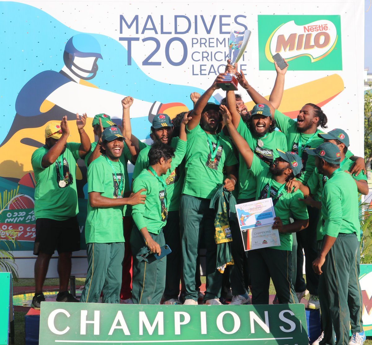 MILAN CRICKET ACADEMY PRESENTED AS CHAMPIONS OF THE #MiloT20MaldivesPremierLeague

maldivescricket.org/milan-cricket-…

<a href="/AhmedMahloof/">Ahmed Mahloof</a> <a href="/mofaisal12/">Mohamed Faisal</a> <a href="/ahdhussain/">dhona</a> <a href="/Afzal_14/">Afzal JALEEL</a> <a href="/azyan07/">yoosuf azyan</a> <a href="/Axmore/">Azzam</a> <a href="/Ha5anIbrahim/">Hassan Ibrahim</a> <a href="/ahammadhu1789/">Ahmed Hassan</a>