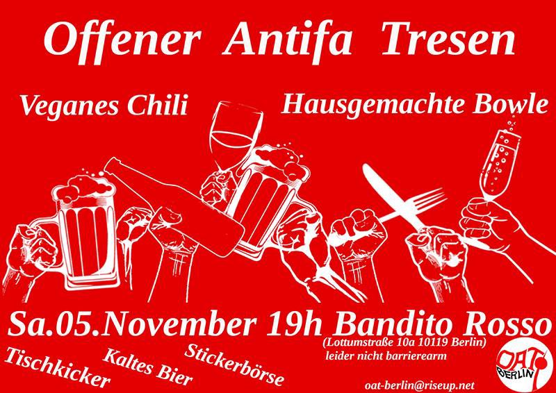 +++ SAMSTAG #b0511 +++

11:00 FLINTA-only Workshop: #Empowerment und Resilienz bei #Sexismus, Sonnenallee 154

13:00 Protest gegen rechtsoffene „Friedens“-Kundgebung, Weltzeituhr

14:00 Panafrikanische Diaspora-Demo, Pariser Platz

19:00 Offener #Antifa-Tresen, Bandito Rosso