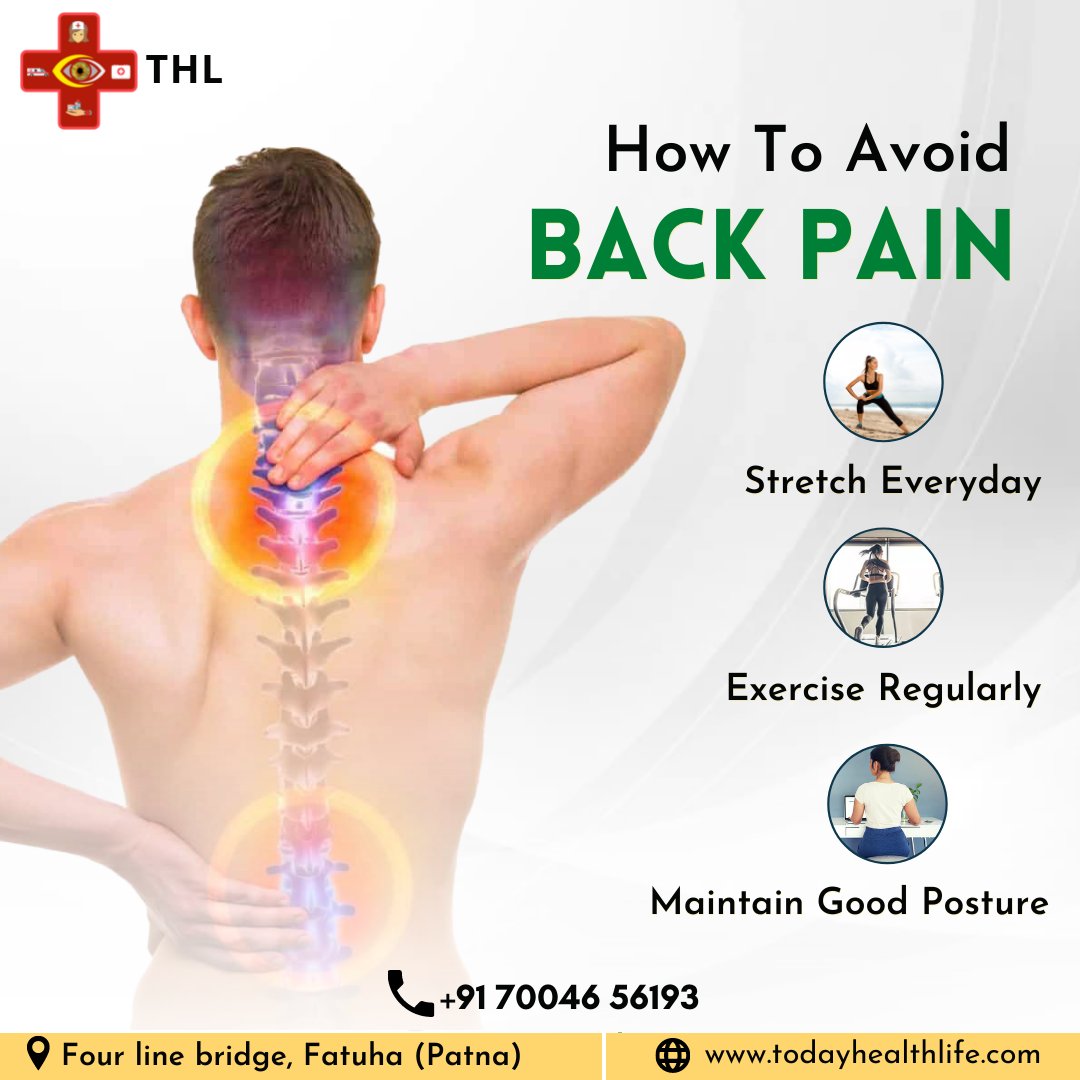 todayhealththl's tweet image. Ways to Avoid Back Pain

.Stretch every day
.Exercise Regularly
.Maintain Good Posture

Click here for more information

🌐todayhealthlife.com
📞7004 656 193

#backpains #backpaintips #backpainsupport #backpainremedy #backpaintherapy #backpainhelp