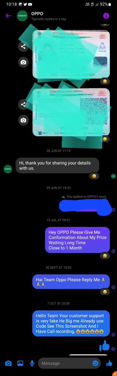 RealMonuRaj's tweet photo. Haii Team OPPO I Am Winner Of OPPO K10 Share to win Contest 26W Ago But After Many Time I Reply In massanger I Don't Geting Reply From You Here is My Screenshot Please Give My Winning Gift #OPPOK10 Power Bank @OPPOIndia @oppo @tasleemarifk #OPPOEncoM32 https://t.co/gFZLdF8q1W