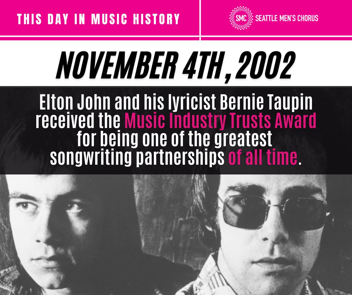 #OnThisDay in 2002, Elton John + Bernie Taupin received the Music Industry Trusts Award for one of the greatest songwriting partnerships of all time. Bernie wrote music for other chart-toppers, too. Learn who + let us know which is your fav.: bit.ly/3DJJZbr 🎹🚀👨