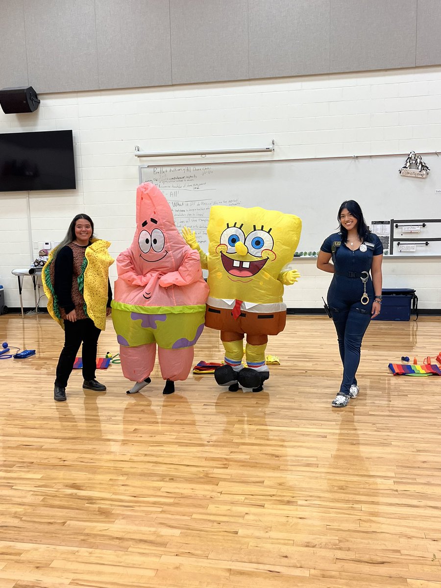 Tacos, SpongeBob characters and police officers took over the dance room on Monday! Here are just of few of the high schoolers showing their Halloween costumes!#halloweenattheschools